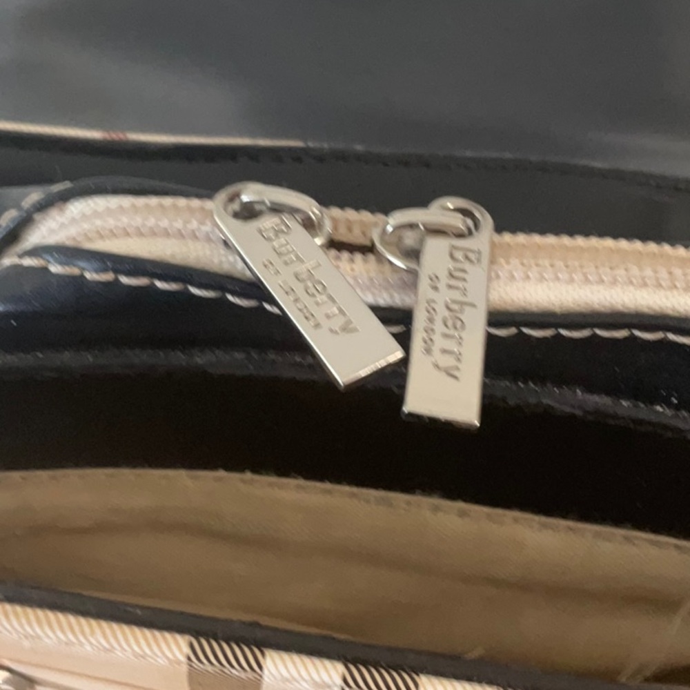 Burberry Beige Plaid Canvas Backpack with Black Accents - Picture 7 of 7